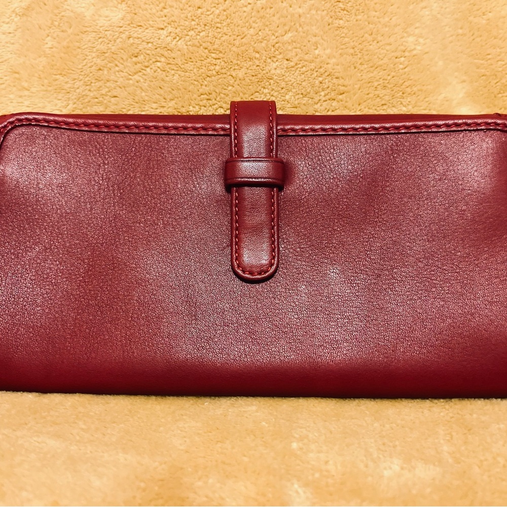 Elegant Red Leather Coach Jewelry Clutch